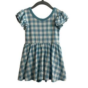 Dream Big Little Blue Gingham Bamboo Bodysuit Dress